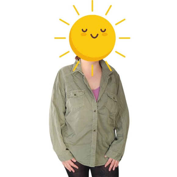 Torrid Olive Green Casual Button Down Size 2 - Picture 1 of 4